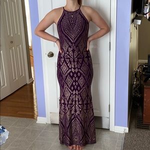 Purple and gold formal gown
